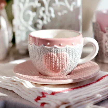 Cute Emboss Mug with Creative Heart Design
