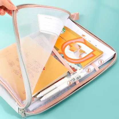 Stationery Double-layer Mesh Zipper Bag - Image 5